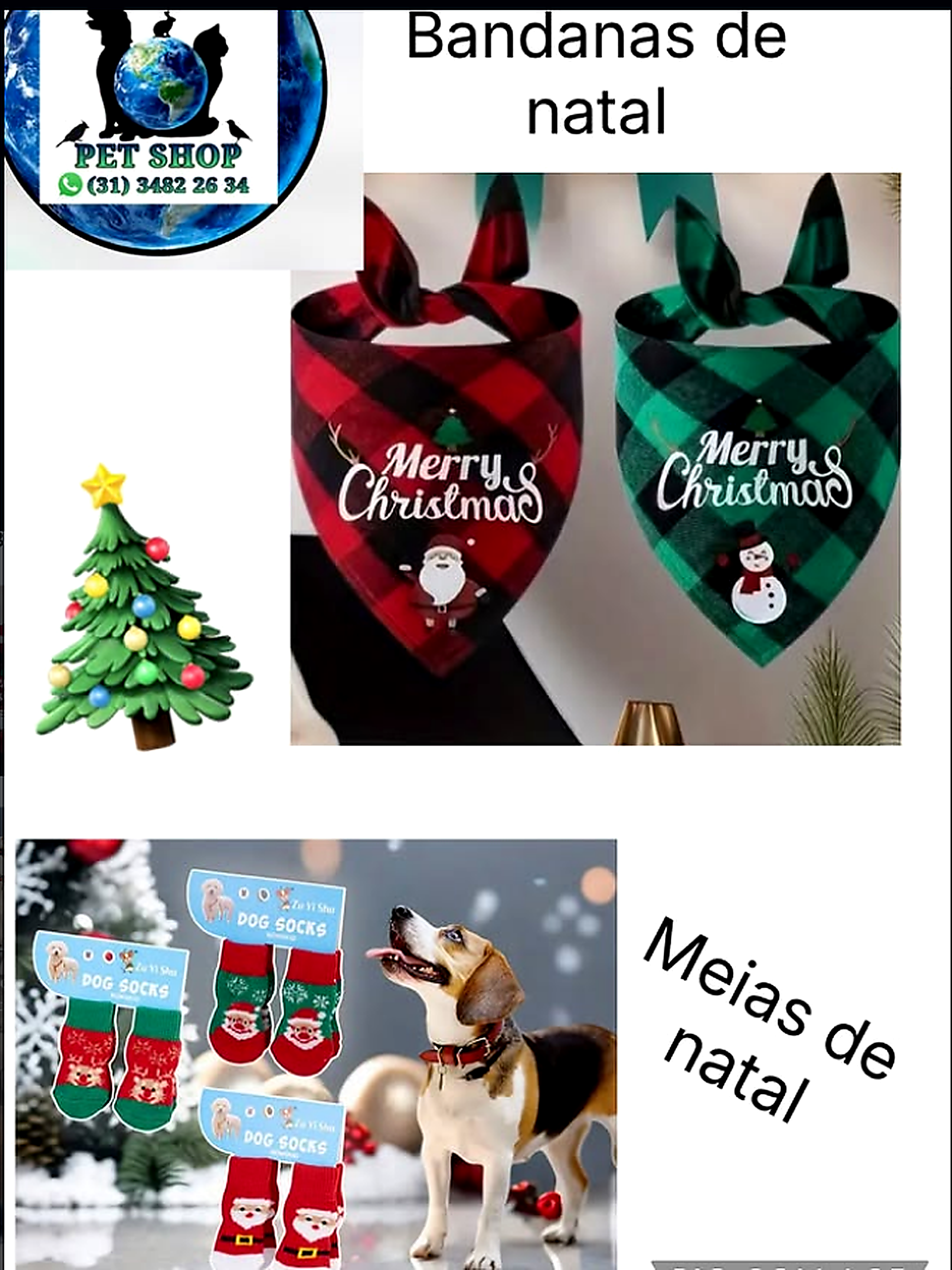 Produtos e acessórios natalinos para pets
